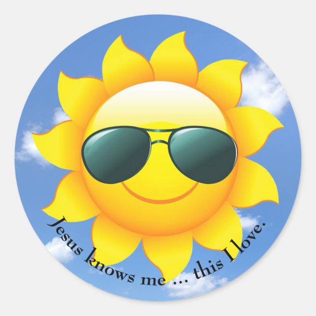 Adesivo Óculos escuros no sol amarelo no céu com aspas (Frente)