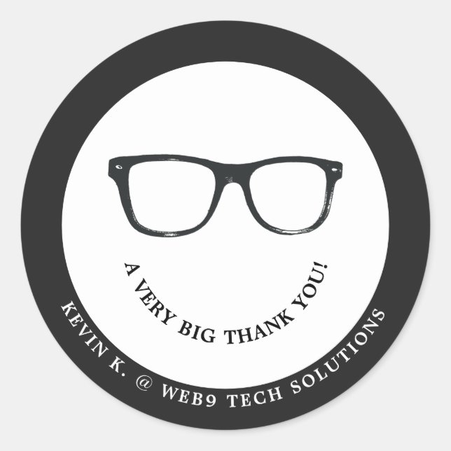 Adesivo Óculos graves | Mínimo Obrigado Sorria (Frente)