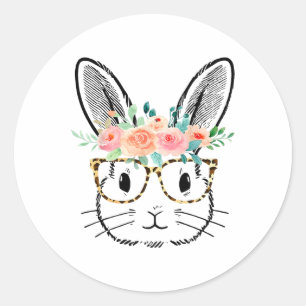 Adesivo Óculos Leopardo Coelhinhos Bonitos Flores Meninas 