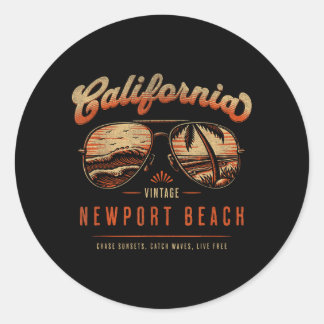 Adesivo Óculos vintage de Newport Beach Califórnia Pôr do