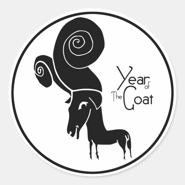 Adesivo Odd Ram Goat Chinês Ano Zodíaco Vinheta Aniversári (Frente)