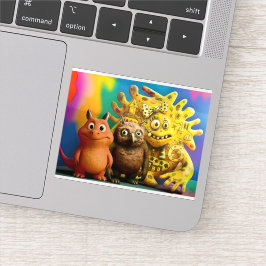 Adesivo OddFriends - Colorful Fantasy Creature Trio Canvas