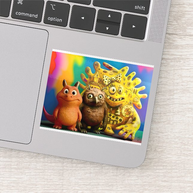 Adesivo OddFriends - Colorful Fantasy Creature Trio Canvas (Detalhe)