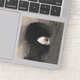 Adesivo Odilon Redon Armor. Mulher escura encara arte simb