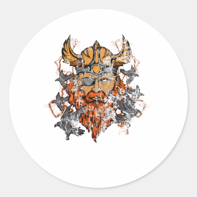 Adesivo Odin E Seus Ravens Norse Mythology Ficaram Preocup (Frente)