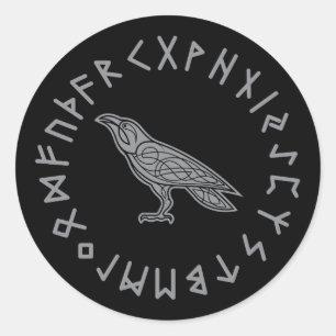 Adesivo Odin Raven Crow Viking Mythology runic