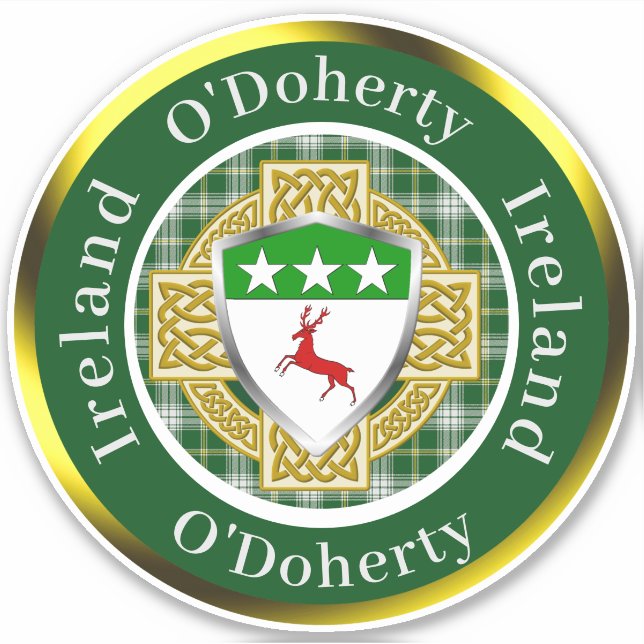 Adesivo O'Doherty Irish Shield/Celtic Cross Personalizado (Frente)
