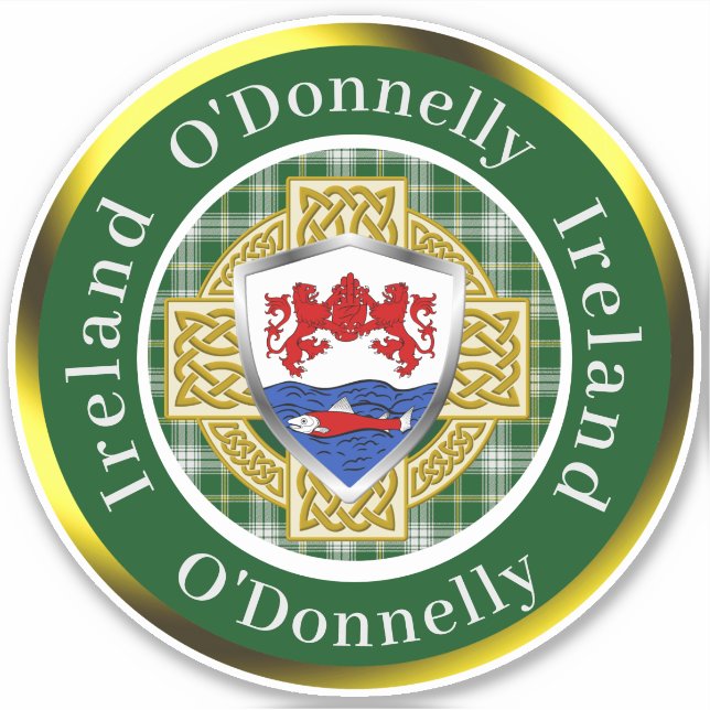 Adesivo O'Donnelly Irish Shield/Celtic Cross Personalizado (Frente)