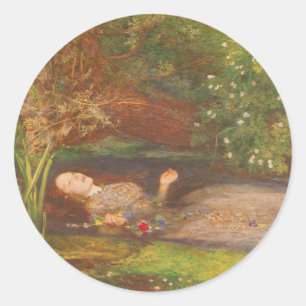 Adesivo Ofélia por Millais, Arte Fino Vitoriano Antigo