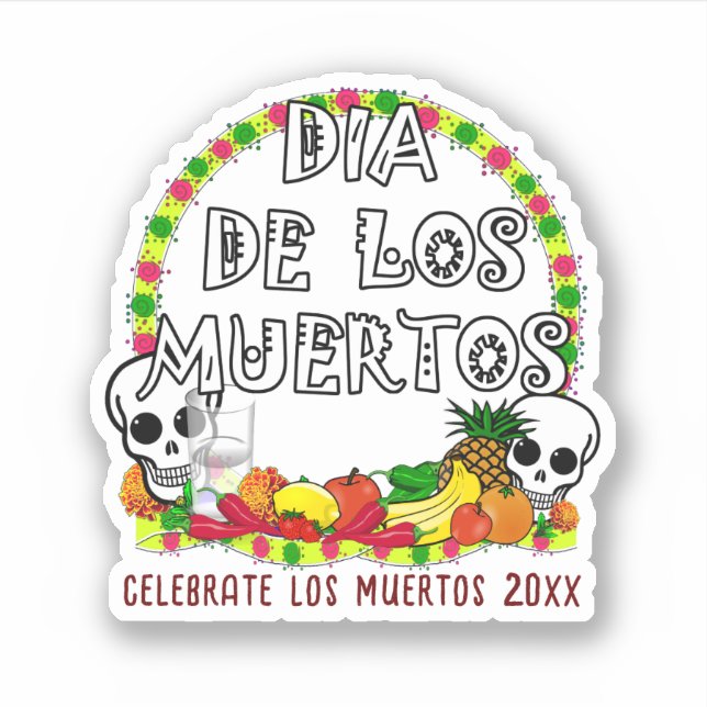 Adesivo Ofertas Para O Dia De Los Muertos (Frente)