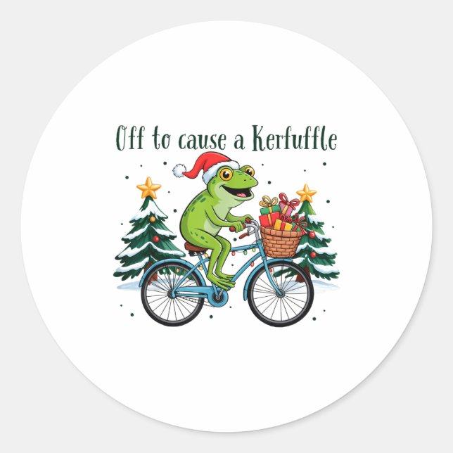 Adesivo Off To Cause A Kerfuffle Funny Frog Santa Christma (Frente)