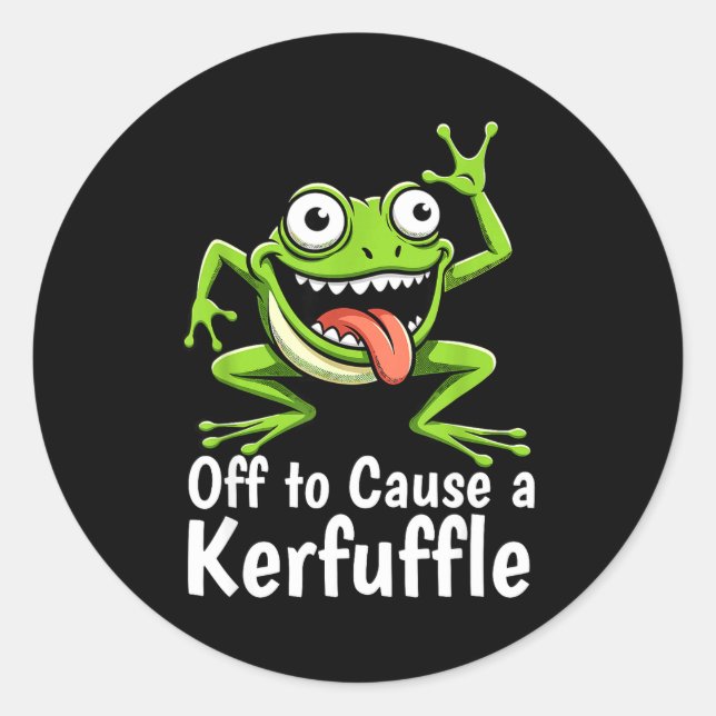 Adesivo Off To Cause A Kerfuffle Funny Meme Frog Mischief  (Frente)