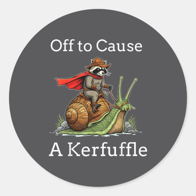 Adesivo Off To Cause A Kerfuffle Raccoon Whimsical Wizard  (Frente)