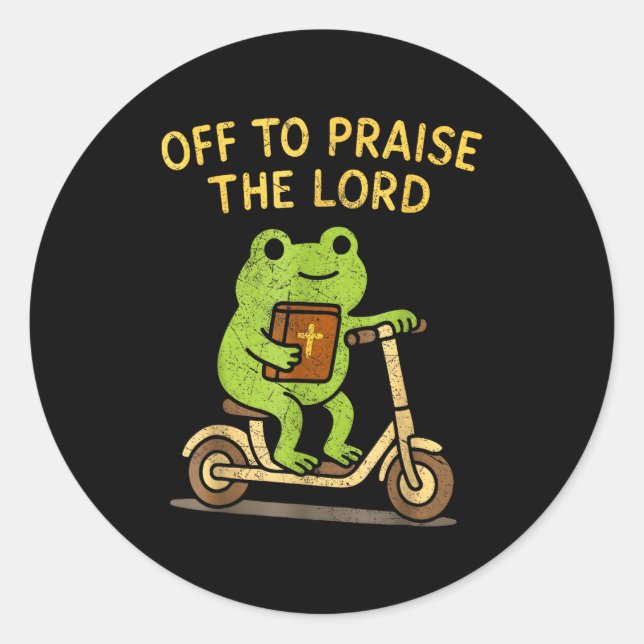 Adesivo Off To Praise The Lord Frog Christian  (Frente)