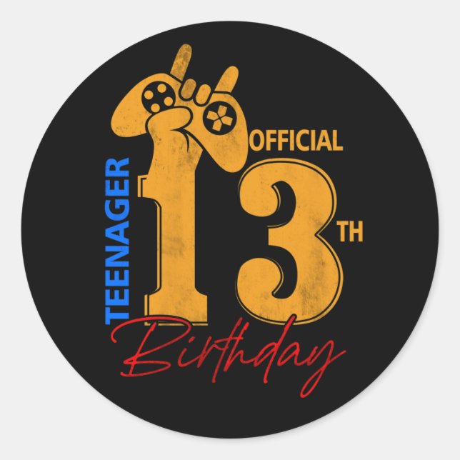 Adesivo Official Teenager 13 Years Old 13th Birthday Gamer (Frente)