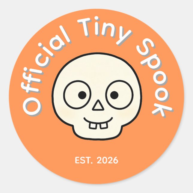 Adesivo Official Tiny Spook Skeleton Halloween Party Favor (Frente)