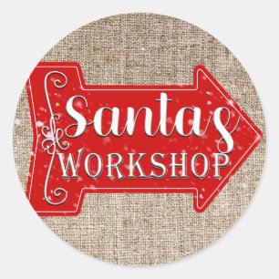 Adesivo Oficina do Papai Noel Seta Rústica Natal Férias