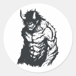 Adesivo Ogre Oni Yokai Japonês Outline Sticker