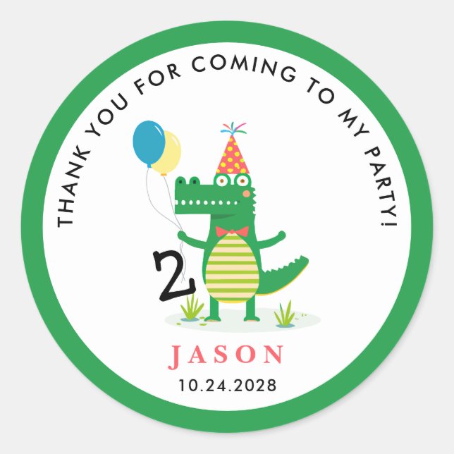 Adesivo Oh Alligador de Cute Snap no Aniversário de crianç (Frente)