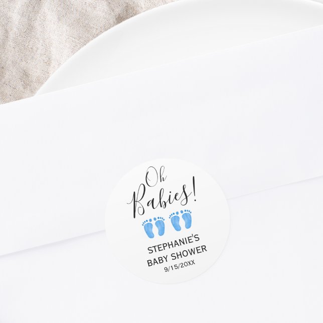 Adesivo Oh Babies Blue Feet Twins Chá de fraldas (Criador carregado)