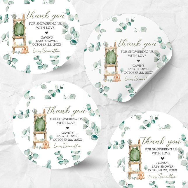 Adesivo Oh Baby Boho Eucalyptus Chá de fraldas (Oh Baby Greenery Baby Shower Sticker)