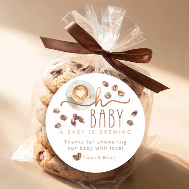Adesivo Oh Baby Coffee Baby Shower Thank You Favor Sticker (Oh Baby Favor Sticker)