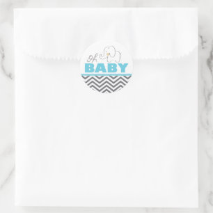 Adesivo Oh Baby Elephant - Chá de fraldas Azul Invite Stic