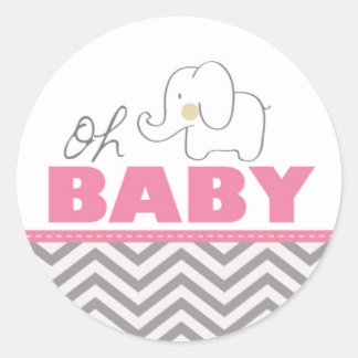 Adesivo Oh Baby Elephant - Chá de fraldas Rosa Invite Stic