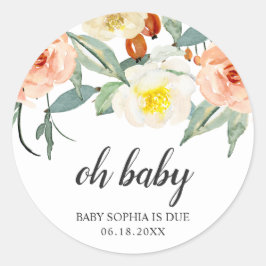 Adesivo Oh Baby Floral Peach Girl Favor do Chá de fraldas
