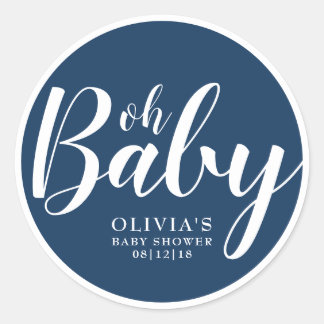 Adesivo Oh Baby - Marinho Chá de fraldas Azul