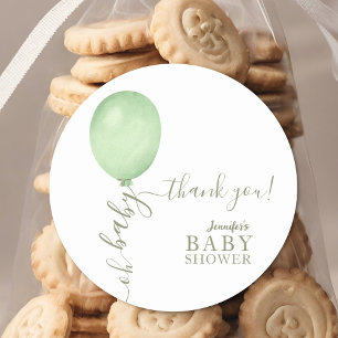 Adesivo Oh Baby Minimalist Sage Green Balloon Chá de frald