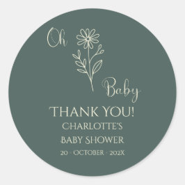 Adesivo Oh Baby Minimalist Wildflower Baby Shower