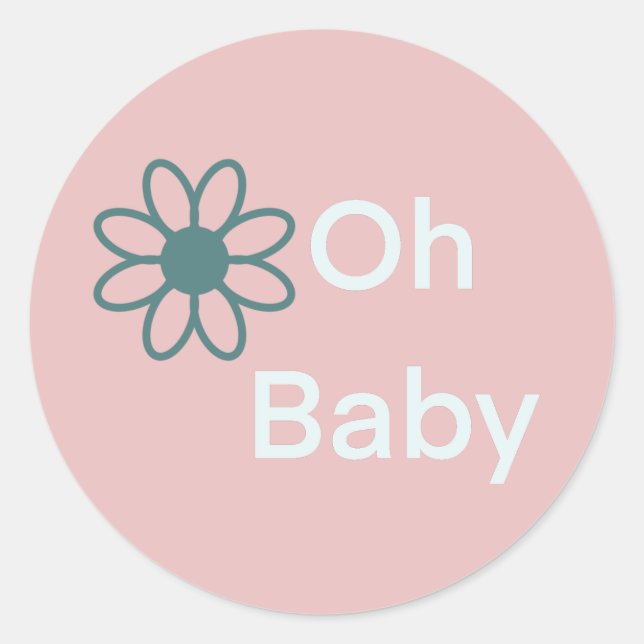 Adesivo Oh Baby Pink Floral Daisy Classic Round Sticker (Frente)