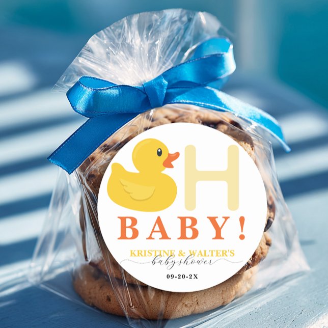 Adesivo Oh Baby Rubber Duck Baby Shower Favor Stickers (Oh Baby Favor Sticker)