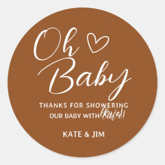 Adesivo Oh Baby Saddle Brown Chá de fraldas Obrigado