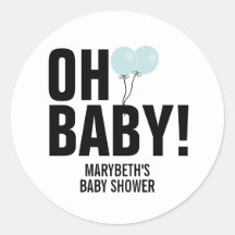 Oh Baby Simple Blue Balloon Chá de fraldas Sticker