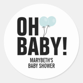 Adesivo Oh Baby Simple Blue Balloon Chá de fraldas Sticker