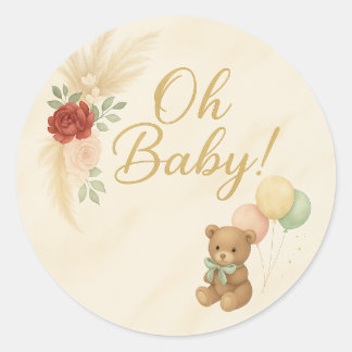 Adesivo Oh Baby! Teddy Bear & Pampas Baby Shower Sticker