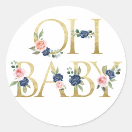 Adesivo Oh Baby Watercolor Marinho e Coral Floral