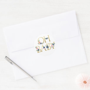 Adesivo Oh Baby Watercolor Marinho e Coral Floral
