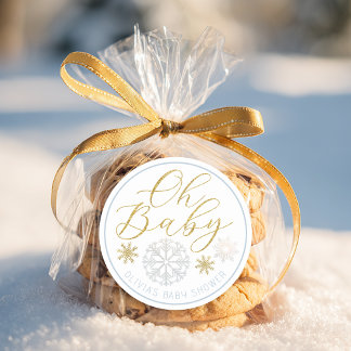 Adesivo Oh Baby Winter Wonderland Blue Baby Shower Favor