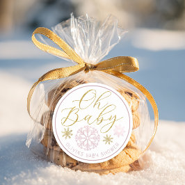 Adesivo Oh Baby Winter Wonderland Pink Baby Shower Favor