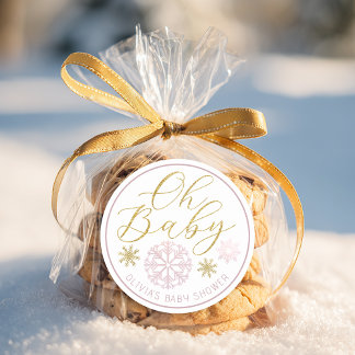 Adesivo Oh Baby Winter Wonderland Pink Baby Shower Favor