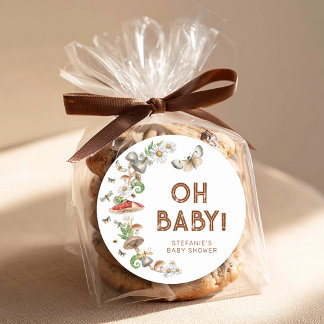 Adesivo Oh Baby Woodland Mushroom Baby Shower Favor 