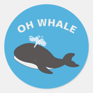 Adesivo Oh Baleia Engraçado Oceano Mar Peixe Animal Pun