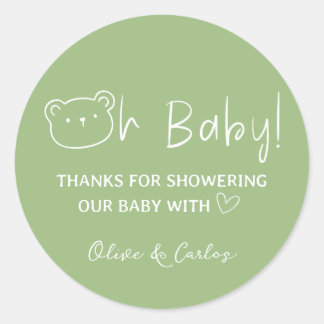 Adesivo Oh Bebê Urso e Coração Obrigado Chá de fraldas