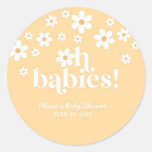 Adesivo Oh Bebês boho Daisy amarelo gêmeos Chá de Bebê