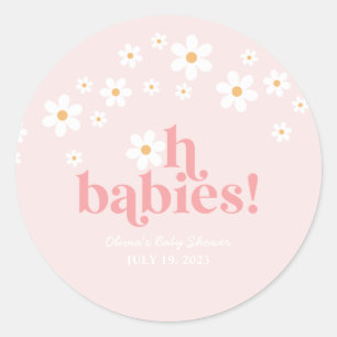 Adesivo oh bebês Chuveiro de Bebê Rosa Retro Daisy