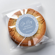 Oh Boy Azul Branco Padrão Floral Chá de Bebê