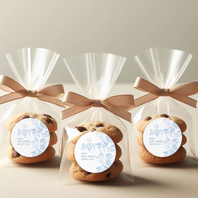 Adesivo Oh Boy Blue Toile Safari Chá de fraldas (Criador carregado)